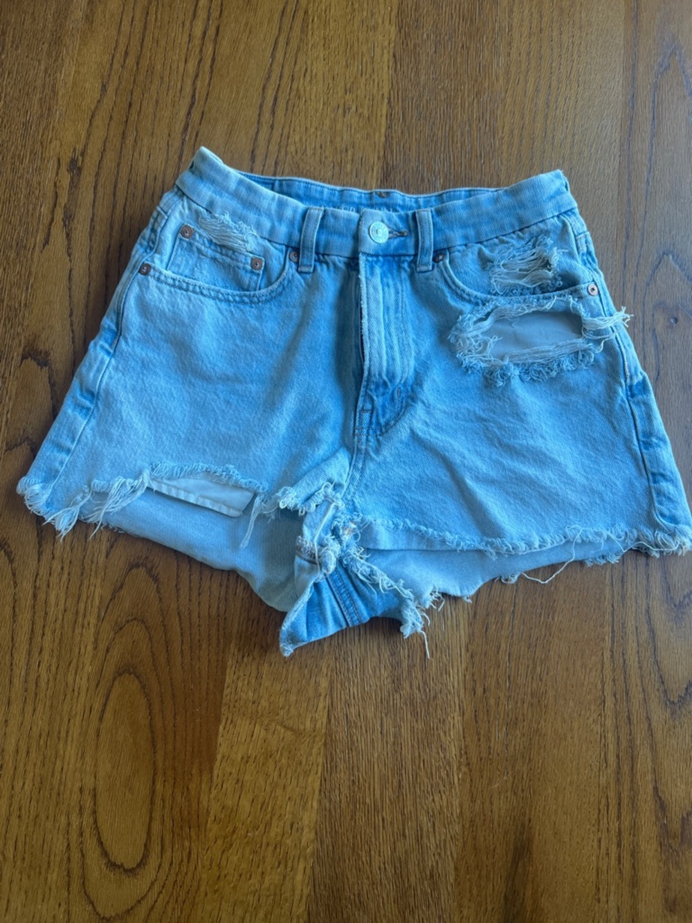 American Eagle Outfitters Light Blue Distressed Denim Shorts